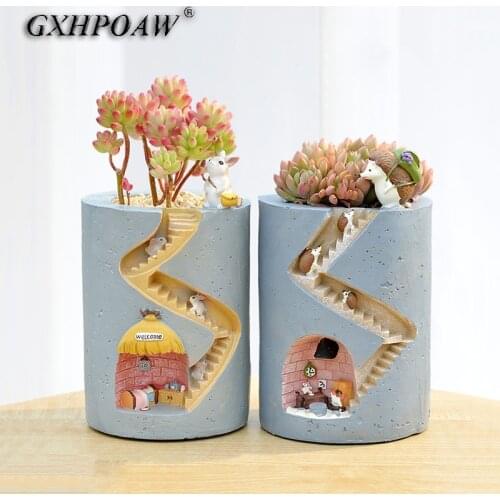 Cute Animal Resin Flowerpot Flower Pots Plant Pot Succulents Planter Container Rabbit Hedgehog Decorative Pot Desktop Ornaments