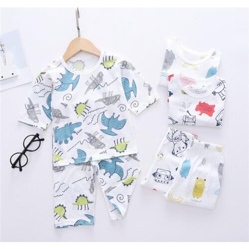Fashion Cute Dinosaur Childrens Home Service Suits Pajamas for Boys and Girls
