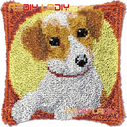 Latch Hook Cushion Puppy DIY Needlepoint Kits Chunky Acrylic Yarn Arts Crocheting Lofty Pillow Case Hobby & Crafts