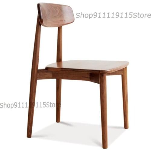 Solid Wood Dining Chair Nordic Light Luxury Armchair Black Walnut Study Desk Chair Family Dining Room Chair