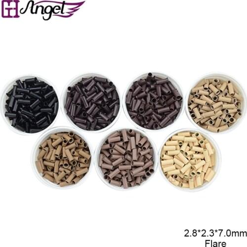 Wholesale 50000pcs 2.8*2.3*7mm Flare Tip Copper Tubes Micro Links/Rings for Stick/I Tip Keratin Prebond Hair Extensions 7 Colors