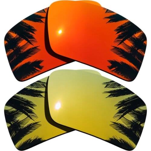 Orange Red Mirrored+24K Gold Mirrored Coating) 2-Pairs Polarized Replacement Lenses for Eyepatch 2 100% UVA & UVB Protection