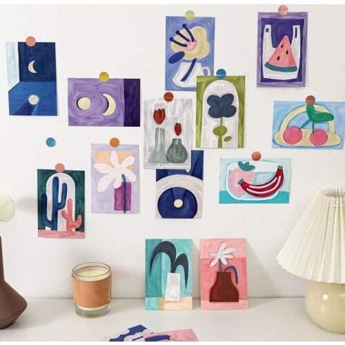 Poster 15PCS Art style abstract flowers dormitory bedroom bedroom wall background photo poster wall decoration wall sticker card