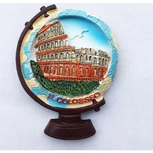 QIQIPP Italy Rome Colosseum creative globe magnetic paste refrigerator paste tourism souvenir crafts hand gift