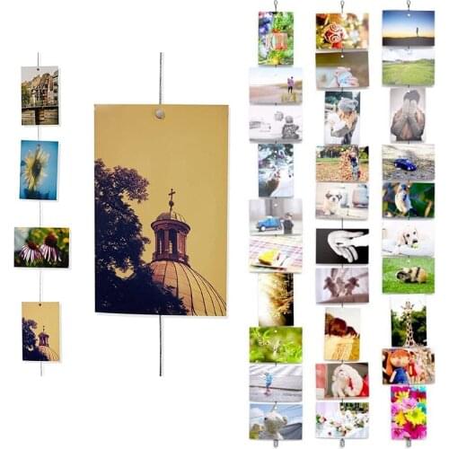 1.5M Silver Magnetic Cable Rope Photo Frame Photo Frames String Hanging Crafts Kids Room Picture Display Background Decoration