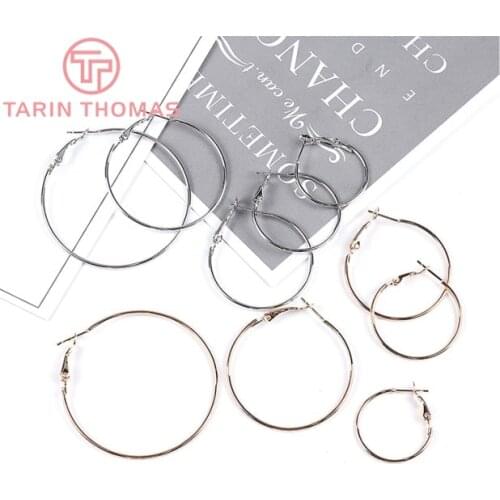 20PCS 25MM 30MM 35MM 40MM 50MM 24K Gold Color Plated Iron Earring Hoop for Diy Jewelry Findings Earrings Accessories