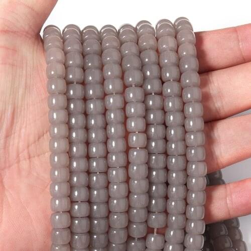 Beadtales 8*6mm 0.8mm Hole Glass Spacer Beads Light Gray Translucent Loose Beads For Necklace Bracelet Making Diy Jewelry