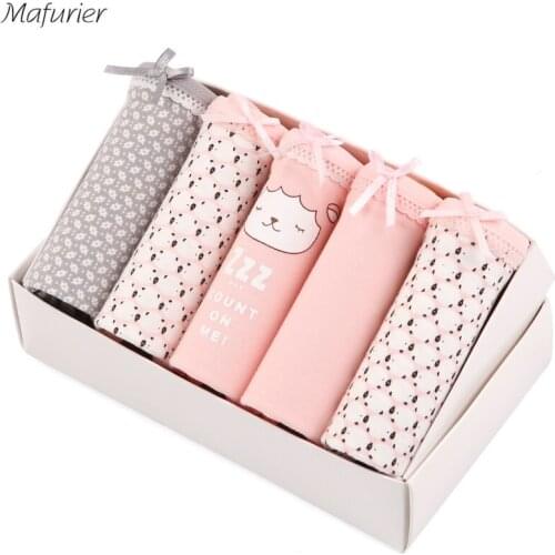 Mafuier Free Shipping New Arrival 5PCS/lot Women Panties Sexy Cotton Underwear Intimate Plus Size Briefs Breathable Underpants