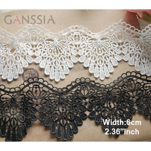 1yard Width:6cm Black and ivory Plumeria flower design water soluble lace, trims for garment lace Sewing accessories(ss-449)