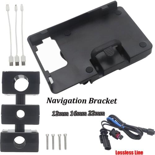12mm 16mm 22mm Mobile Phone Motorcycle Navigation Bracket USB Charging Holder For R1200GS F800GS ADV F700GS R1250GS CRF1000L