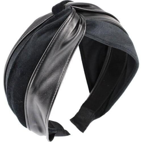 12pcs Multicolor Korean Twisted Hairbands Women Hair Ornaments Velvet PU Leather Headband Patchwork Hair Accessories