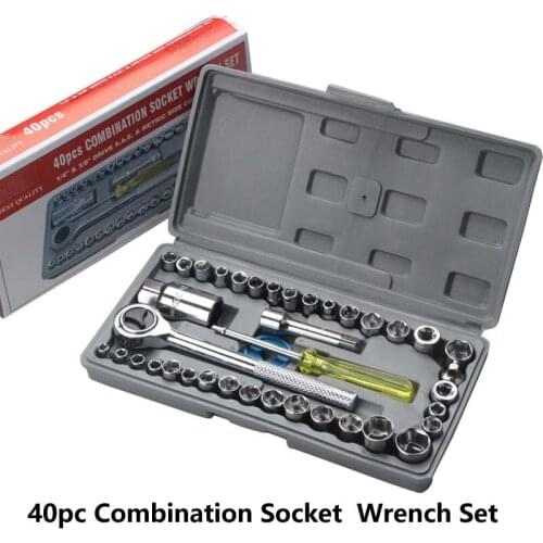 Free Shipping Rustproof 40 Pcs Auto and Motorcycle Tool Socket Set Wrench with Case Pack Multifunction Repair Kit G5-1022