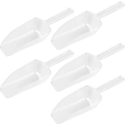 5pcs Mini Clear Plastic Ice Scoop Measuring Scoops for Weddings Candy Dessert Buffet Ice Cream Protein Powder