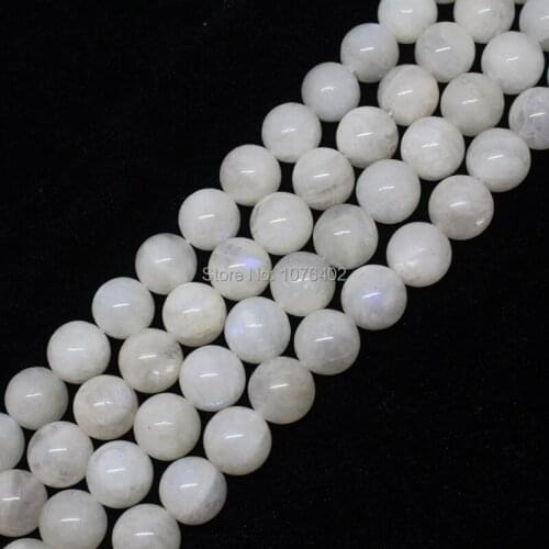 Free Shipping!Wholesales 34pcs,12mm Natural White Moonstone Round Loose Beads 15"