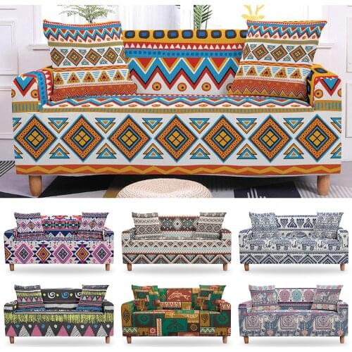 Ethnic Style Bohemian Sofa Cover Stretch Elastic Sofa Cover for Living Room Couch Cover Elephant Mandala Sofa Decor 1-4 Seaters