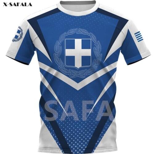 Greece USA Skull Country Emblem Map Flag 3D Fashion All Over Printed Round Neck T Shirt Men Women Harajuku Casual Tee