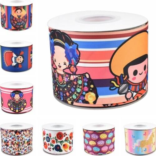 HSDRibbon 16MM 22MM 38MM 75MM Custom printed hsd-design Mexico HT Grosgrain Ribbon 50Yards/Roll