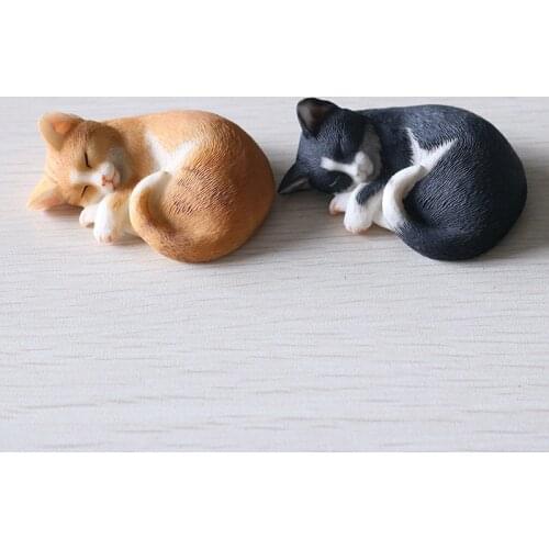JJM 2pcs/set Cute Sleep Cat Pet Figure Educational Model for Children Adults Kids Gift Animal Model Collector Decor
