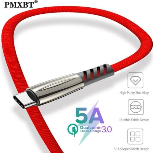 USB Type C Cable 5A Fast Charger Line Data Sync TypeC Cable Adapter For Xiaomi Samsung S10 S9 Huawei P30 P20 Quick Charging Cord