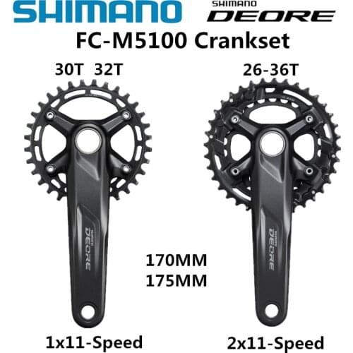 SHIMANO DEORE FC M5100 Crankset M5100 1x11-Speed 2x11-Speed 26-36T 30T 32T 170MM 175MM