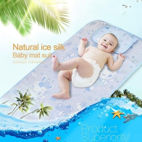 Summer Baby Changing Mattress 120*60 CM Baby Cooling Mat With Pillow Newborn Ice Silk Sleeping Crib Pad Infant Bedding Set