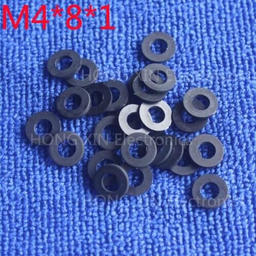 M4*8*1 100pcs Black Nylon Washer Plastic Flat Spacer Washer Thickness circular round Gasket Ring High Quality circular