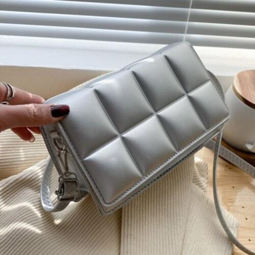 Fashion Plaid Shoulder Bag For Women PU Leather Crossbody Bag Solir Color Messenger Bag Travel Lady Handbag Weave Cross Body Bag