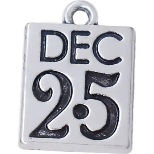 Fashion Christmas tree jewelry pendant DEC 25 metal label charm for DIY Christmas gifts customizable