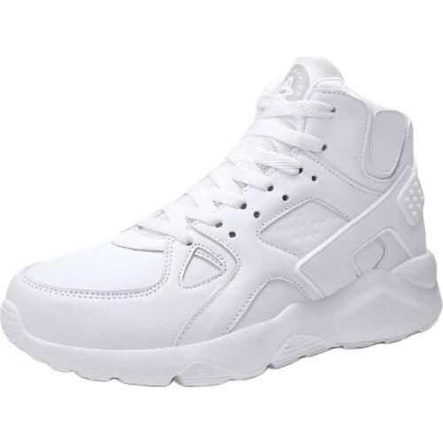 2021 Brand Mens Vulcanized Shoes White Black Sneakers Leather High Top Men Running Shoes Buckle Casual Boots MaleFree Shipping