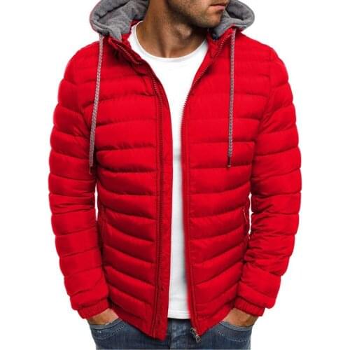 Winter Hot Sales Cotton Long Sleeve Men Down Jacket Hooded Warm Pure Color Thick Fashion Casual Down Jacket