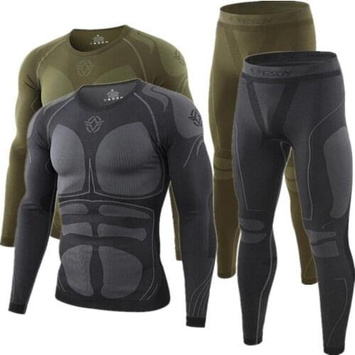 Men Camouflage Thermal Underwear Set Long Johns Men Running Jogging Sportswear Outdoor Training Cycling Thermal Underwear Suits