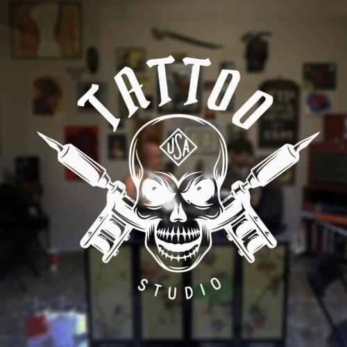 Tattoo Studio Logo Wall Decal Art Salon Vinyl Sticker Tattoo Shop Window Sticker Wall Decoration Waterproof Murals F877