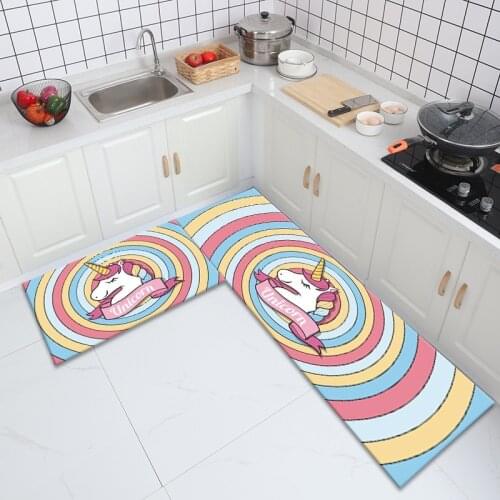 Pink Unicorn Print Non-Slip Kitchen Mat Bedside Long Rug Entrance Doormat Prayer Carpet Indoor Living Room Corridor Area Rug
