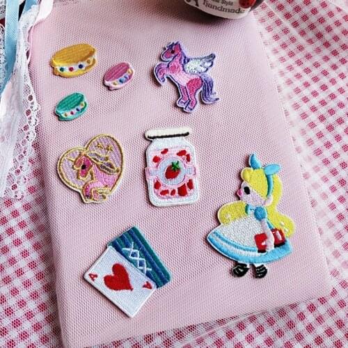 One set embroidery patch cake horse bottle love heart cartoon patches for bag hat badges applique patches for clothing EQ-1891