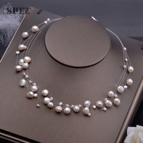 Natural Freshwater Pearl Necklace For Women Baroque Pearl Layered Choker Fashion Gold Plated Jewelry Accessories Clasp 2021