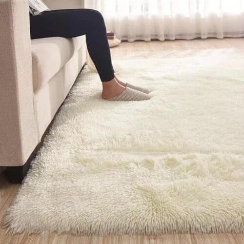 Fluffy Rugs Anti-Skid Shag Area Rug Dining Accessories Mat Home Bedroom Floor Carpet Room Utensils