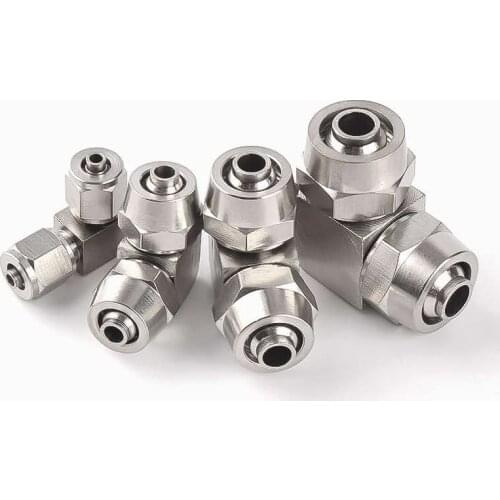 PV-4 6 8 10 12 14 16mm 1PCS Copper Nickel-plated Quick To Twist Right Angle PV Pneumaticl Pipe Fittings Elbow Double Connection