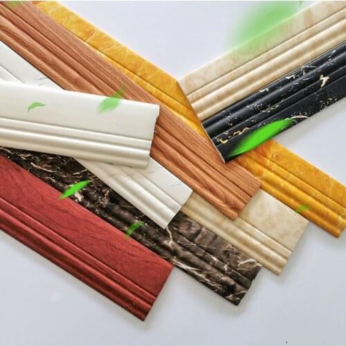 Wood Grain Self Adhesive 3D Foam Line Skirting Strip Living Room Flat Footing Cord Wall Sticker Edging Foam Waist Line