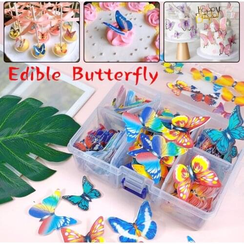 Edible Butterfly Cake Decoration Mixed 3D Butterfly Glutinous Wafer Rice Paper Baking Tools Free Shipping