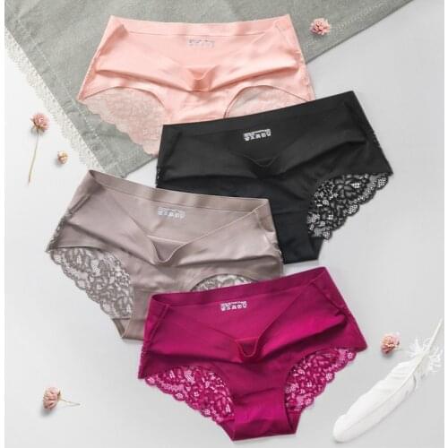 Hot Sexy Lace Seamless Underwear Female Breathable Mid Waist Cotton Stall Portion Breifs