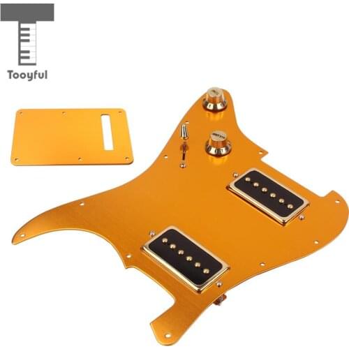 Tooyful Aluminium Alloy Guitar Pickguard HH08 Scratch Plate with Pickup Back Plate Set for ST Electric Guitar Parts Gold