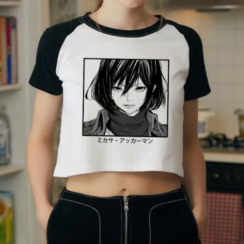 Attack On Titan Tops Cartoon Streetwear Y2k Cute Crop Top Tshirt Women Anime Aesthetic Japanese Harajuku Clothes Female T Shirts