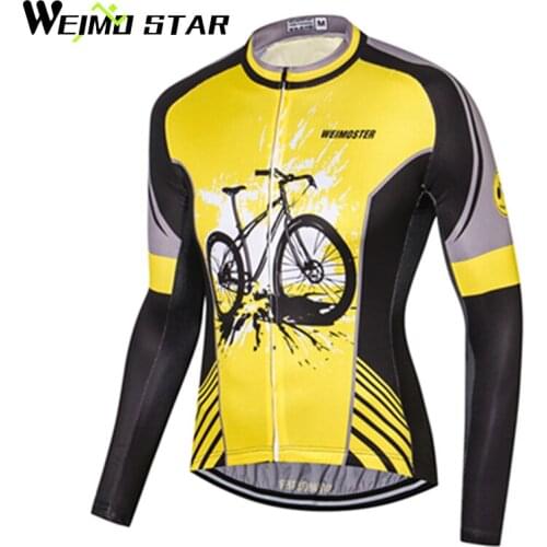 WEIMOSTAR Team Cycling Clothing Jersey Long Sleeve Sports Riding Mens Bicycle Clothes Ropa Ciclismo Full Zippered Top Shirts