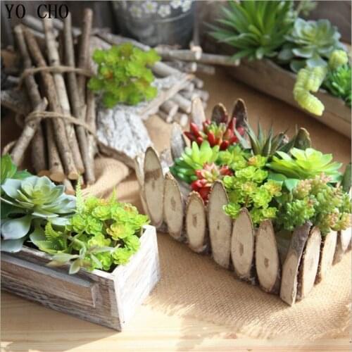 YO CHO 1PC Green Artificial Succulents Plants Plastic Flowers Tropical Party Decorations DIY 24 Heads Fake Lotus Succulent