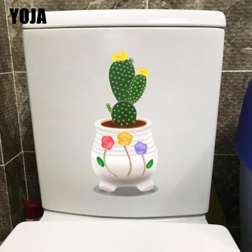 YOJA 10*21.1CM Green Cactus Flower Kids Rooms Wall Decor Fresh Plant Bathroom Toilet Sticker T1-0792