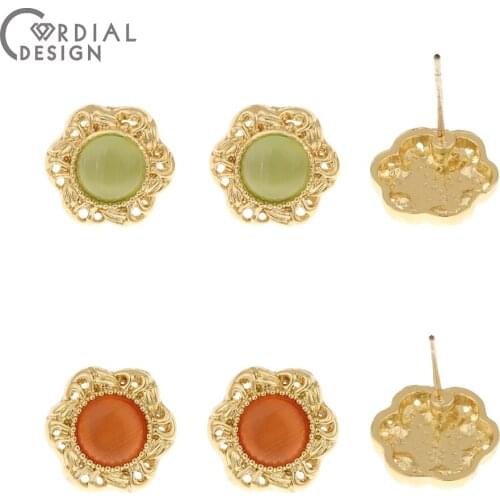 Cordial Design 100Pcs 11*12MM Jewelry Accessories/Earrings Stud/Flower Shape/Resin Effect/Hand Made/Earring Findings/DIY Making