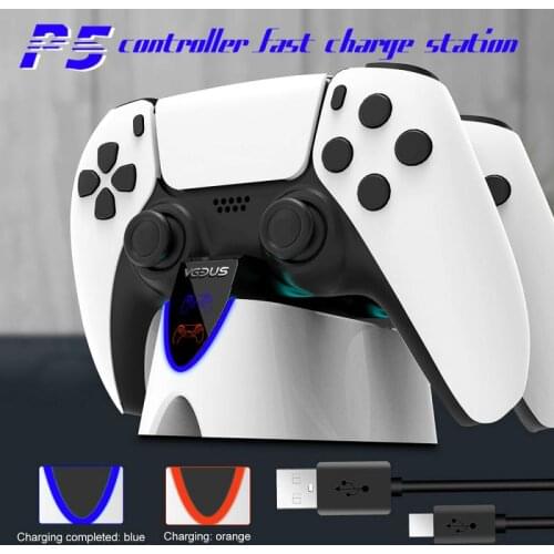 PS5 Controller Charger Double USB Fast Charging Docking Station Stand & LED Indicator For PS 5 Controllers Games & Accessories