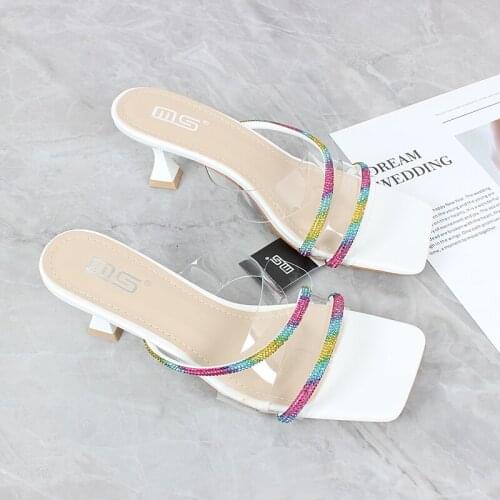Womens sandals strap with rhinestones girl high heel strange heel shoes women