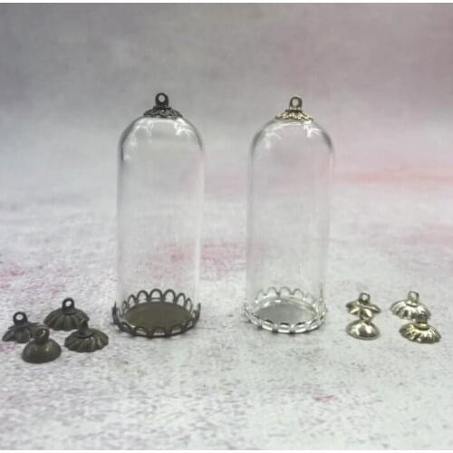 1/2/3/5/8pcs 50x20mm tube bell jars glass globe bubble lace tray cap tube glass vial pendant necklace glass dome cover DIY decor
