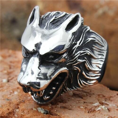 1pc Mens Boys 316L Stainless Steel Punk Gothic Style Wolf Awesome Ring Wholesale Price